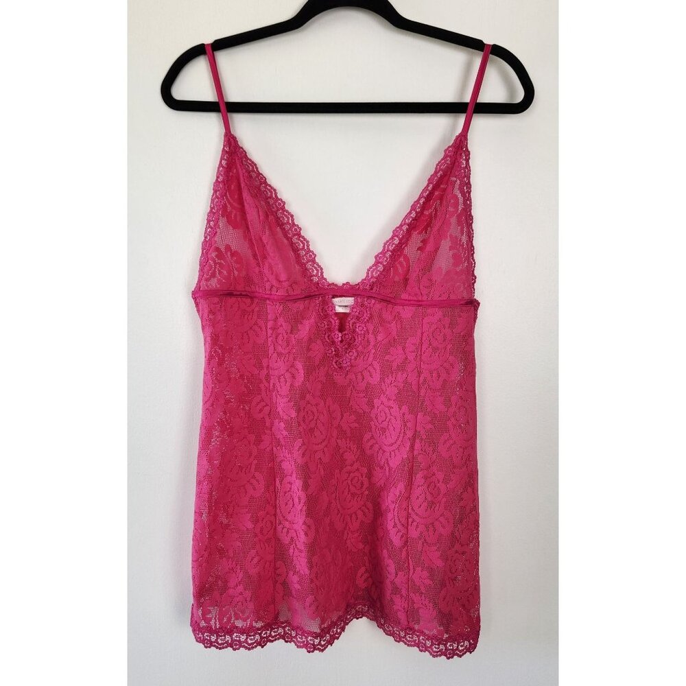 Victoria's Secret Hot Pink Lace Camisole, Large, Barbie, Feminine, Romantic